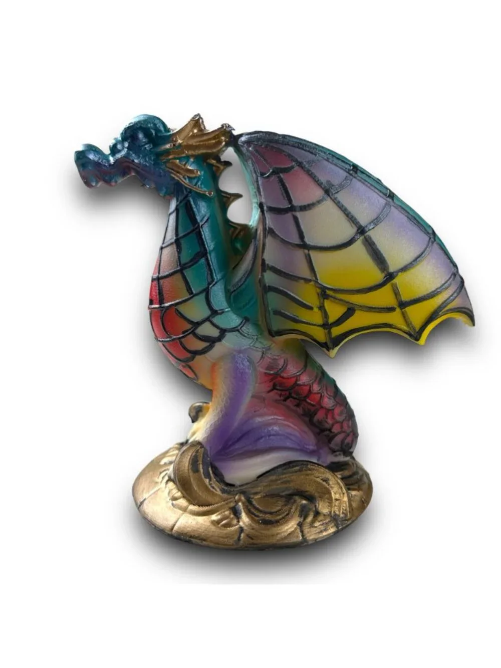 Hand-Painted Multicolor Dragon Lamp Figurine - 10